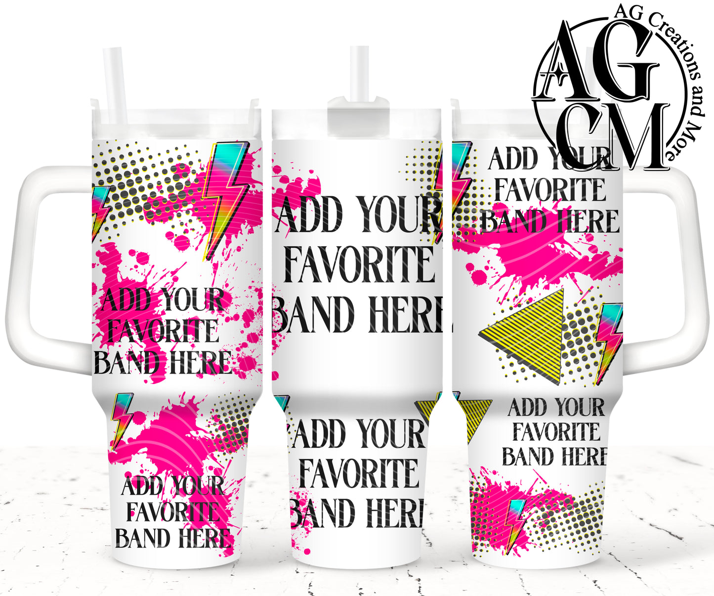 Rock Bands add your own darker pink 40oz Tumbler Digital Png