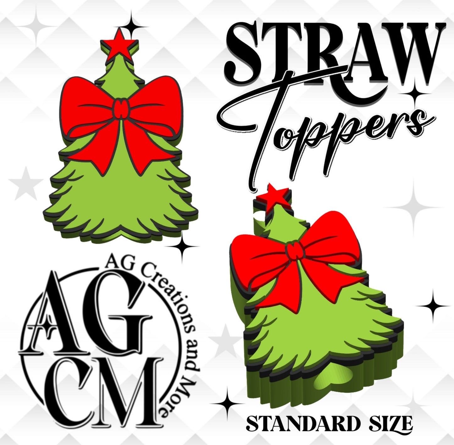 Christmas tree red Straw Toppers