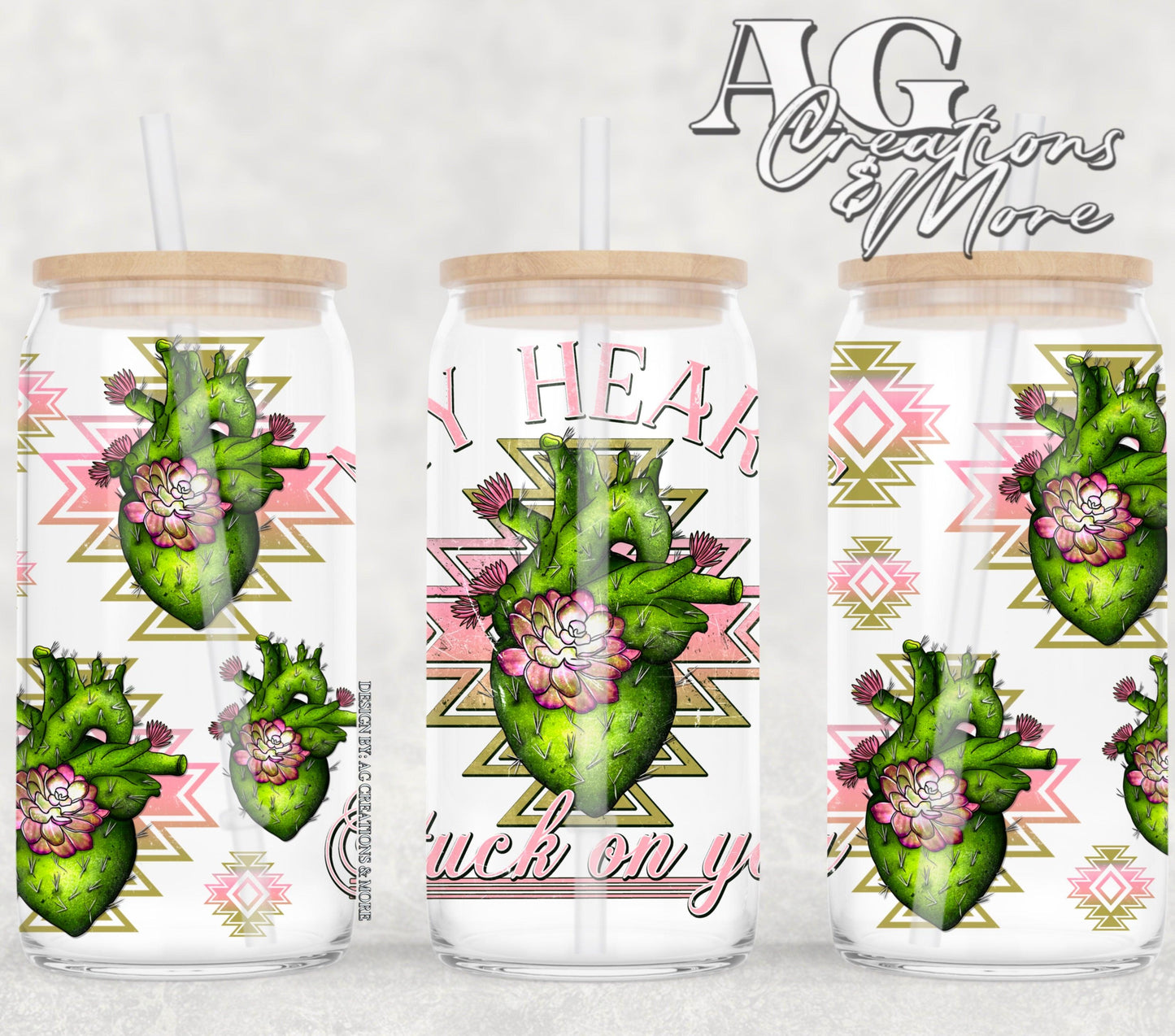 My heart stuck on you, 16oz Glass Digital