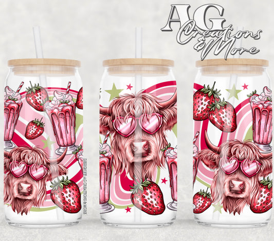 Strawberry milkshake, 16oz Glass Digital