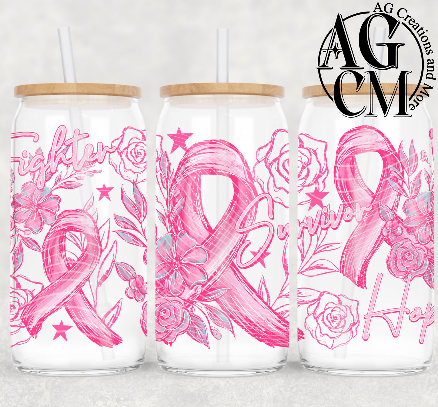 Breast Cancer 16oz libby wrap PNG