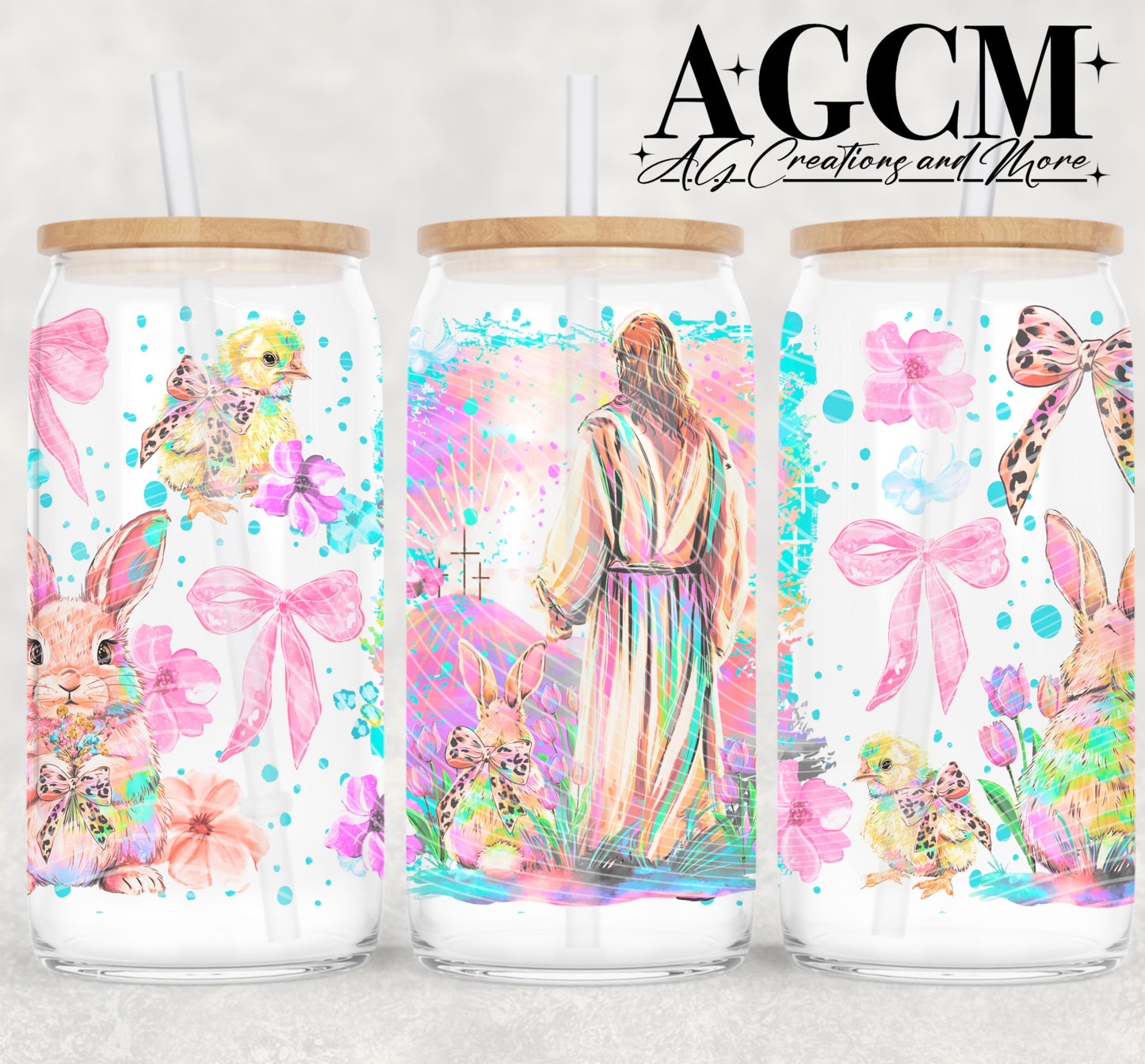 Jesus and Bunny 16oz libby wrap PNG