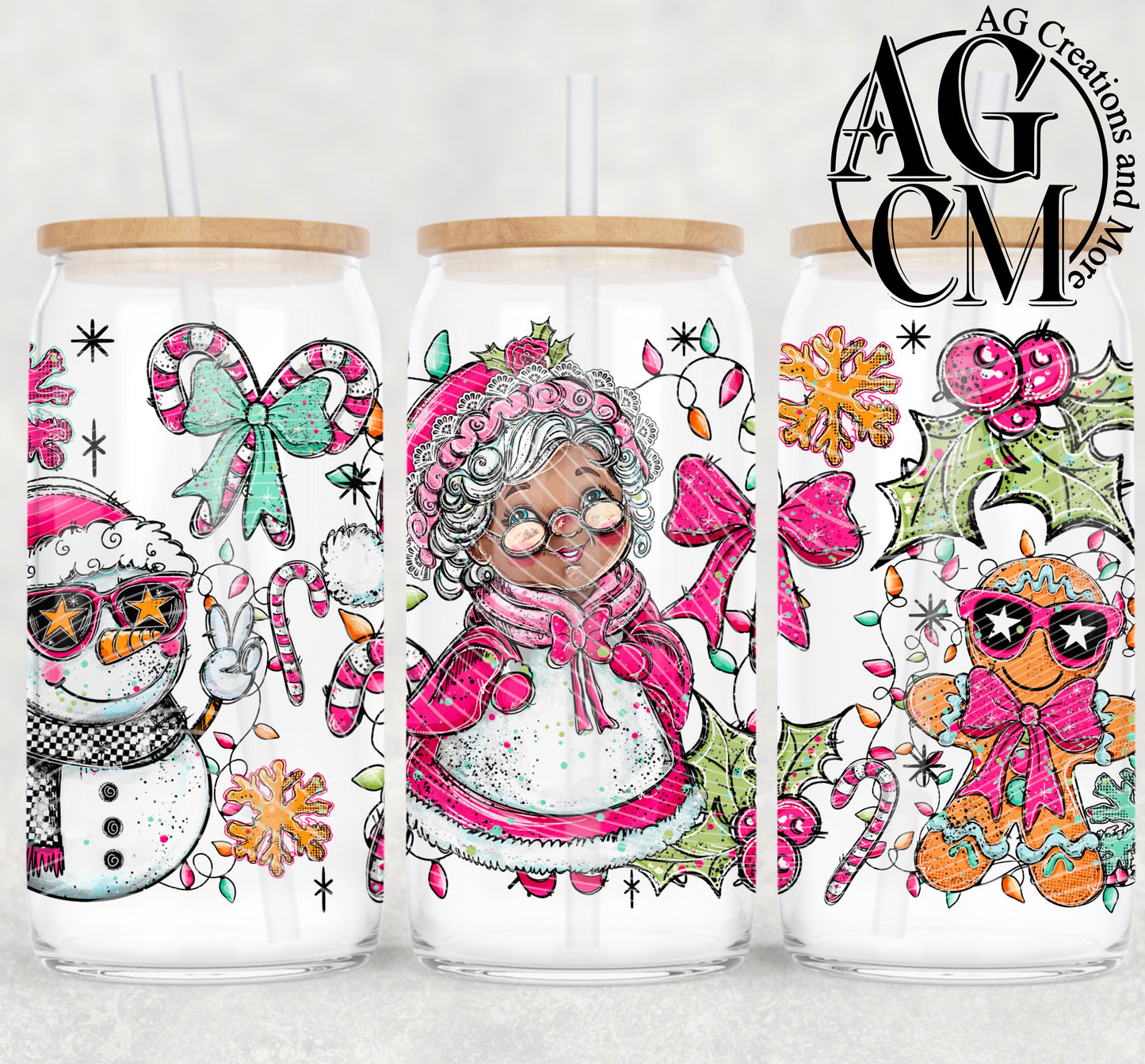 Mrs. Claus 16oz libby wrap PNG