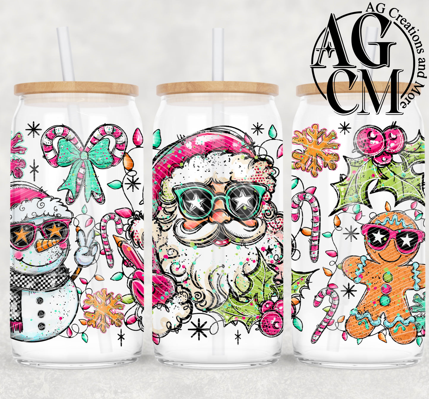 Doodle Snowman 16oz libby wrap PNG