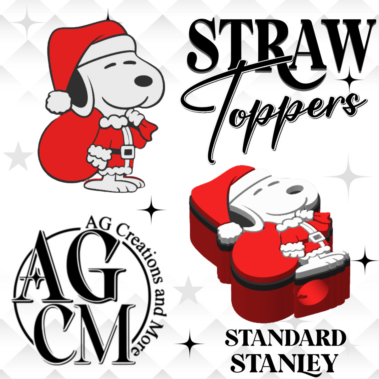 3D Straw Toppers Cute puppy