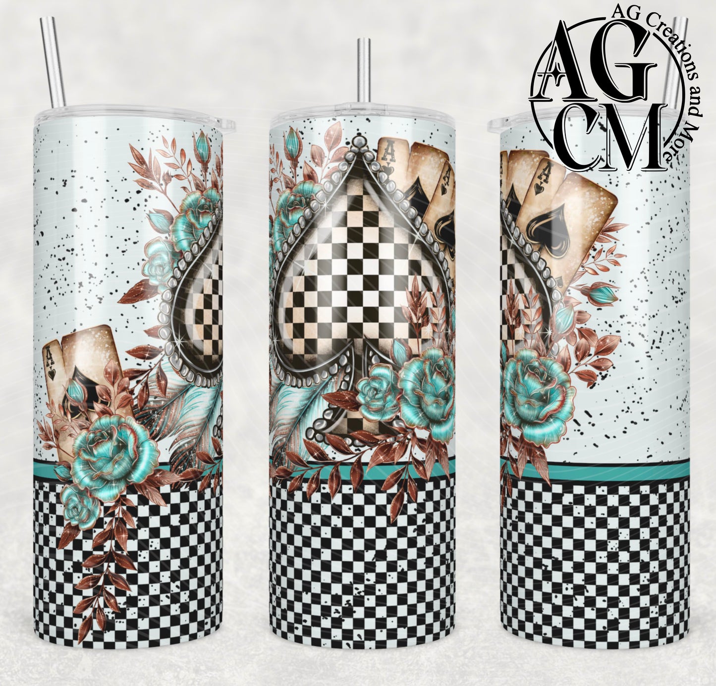 Checkered Spades 20oz Tumbler Digital Download PNG