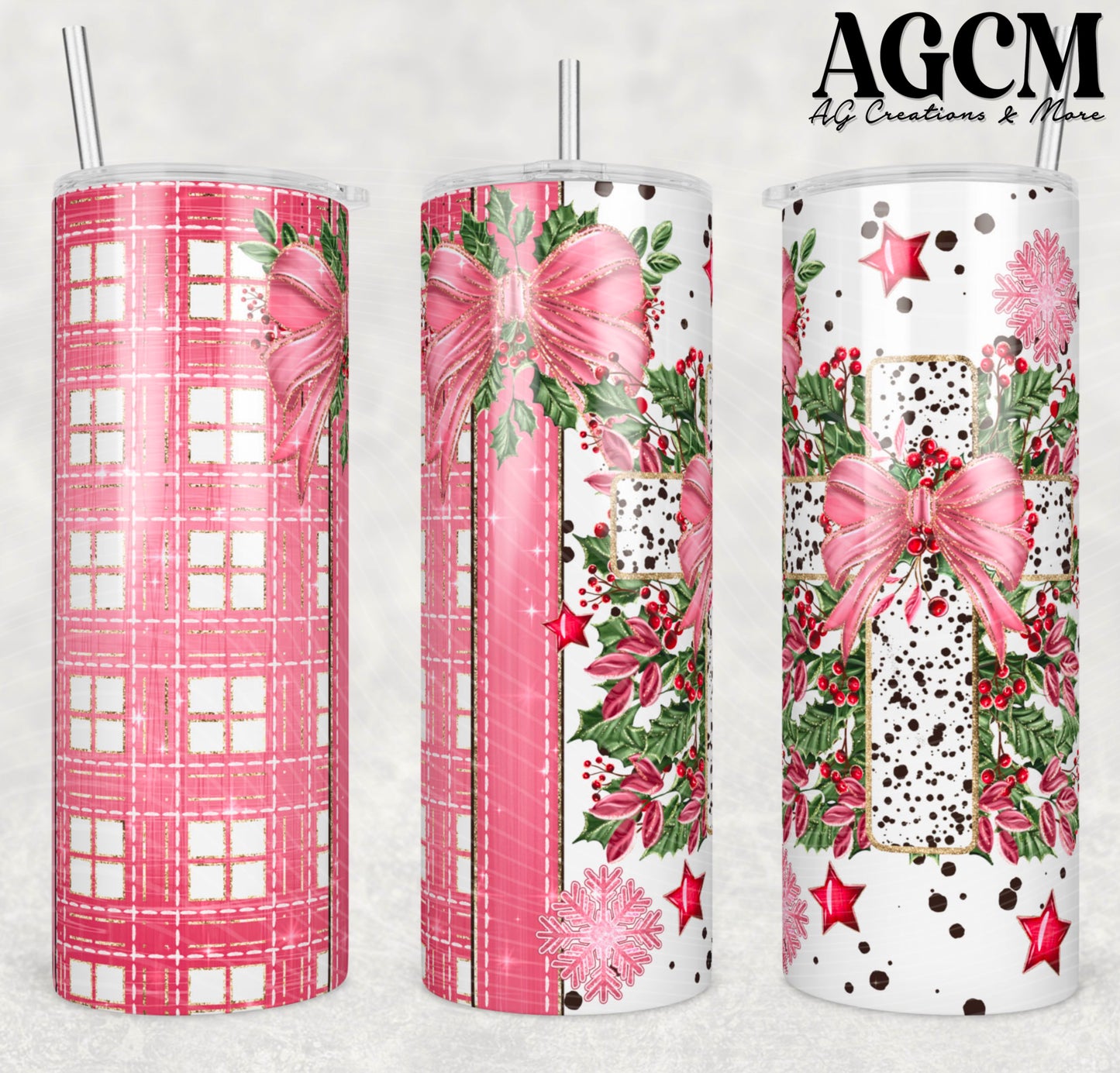Christmas Cross Tumbler Digital Download PNG