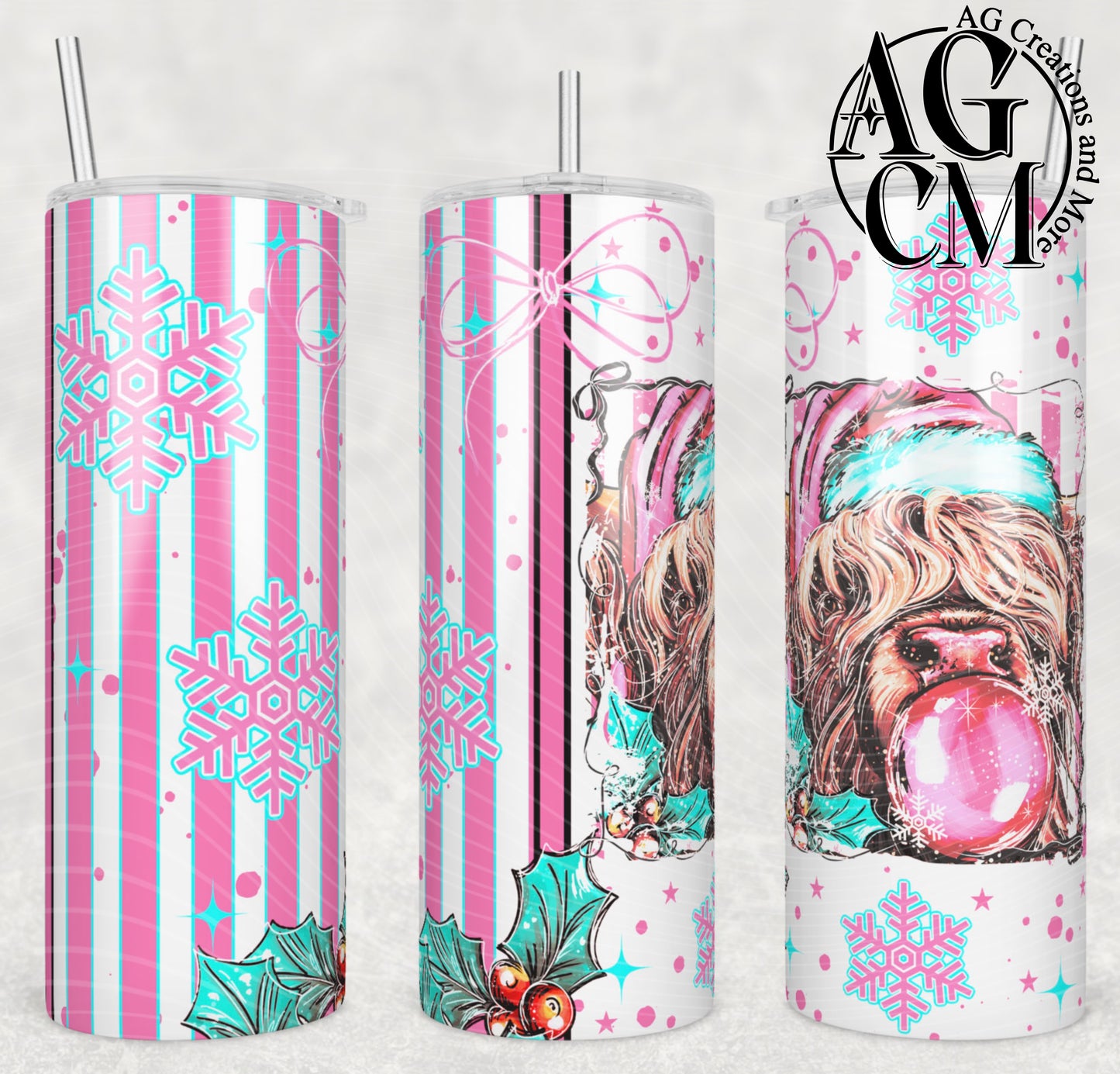 Pink Highland cow 20oz Tumbler Digital Download PNG