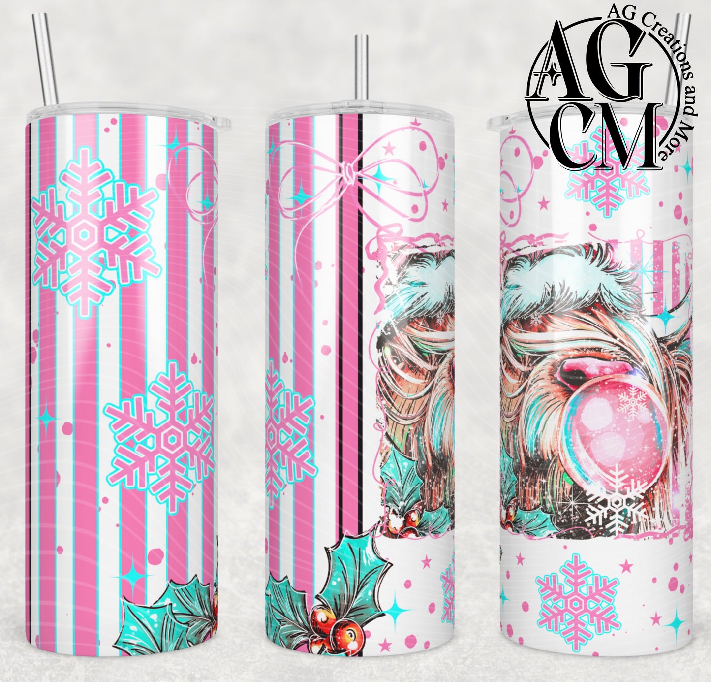 Pink Highland cow 20oz Tumbler Digital Download PNG