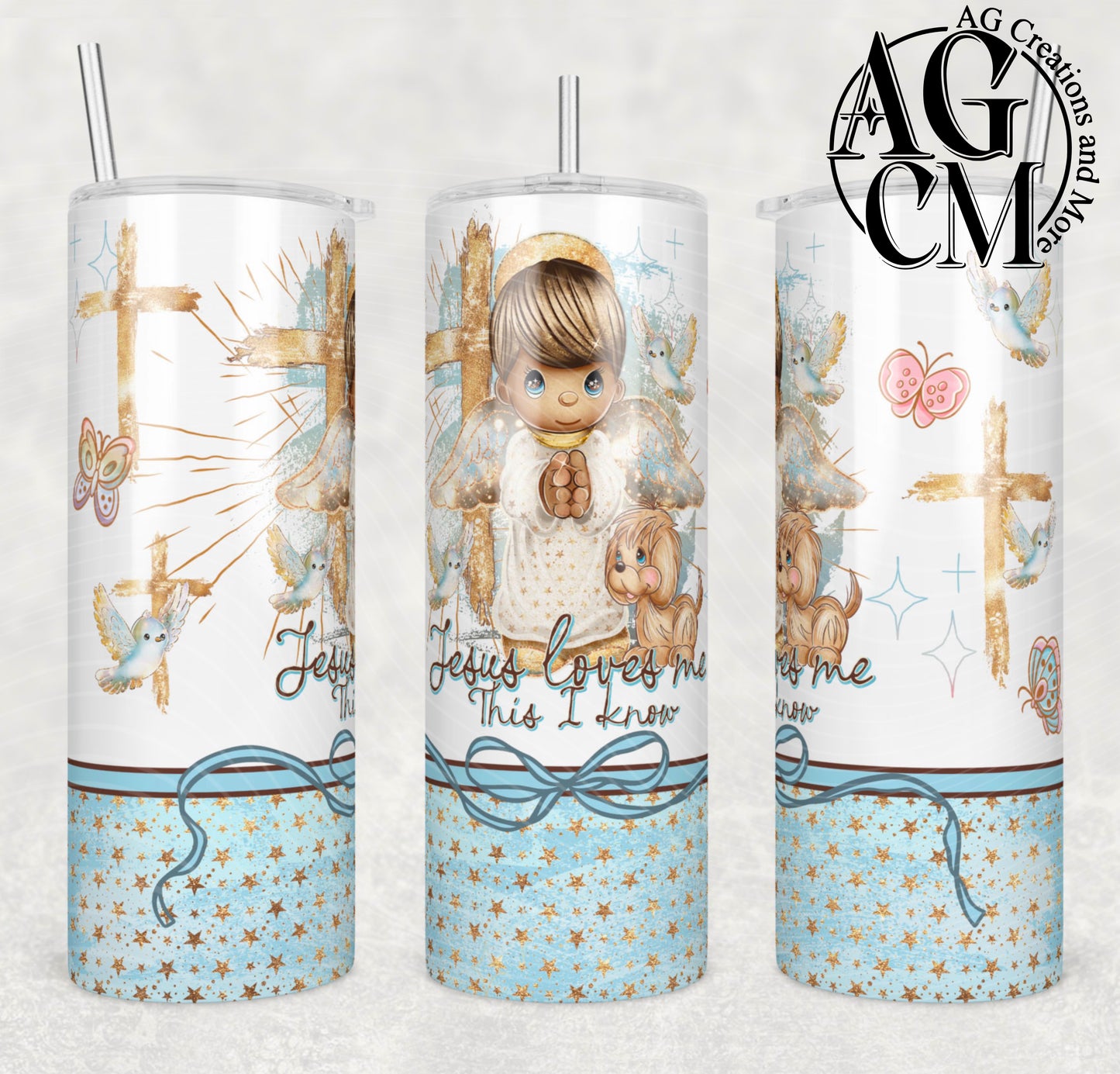 Jesus loves me boy dark hair 20oz Tumbler Digital Download PNG