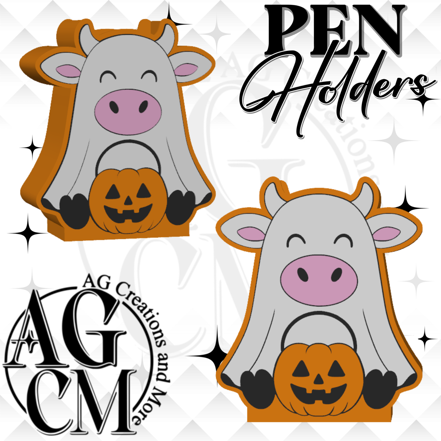 Ghost cow 3D Pen Holder 3MF / STL File
