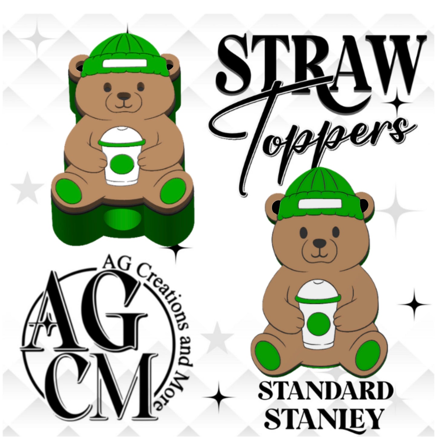 Starbuck Bear 3D Straw Topper