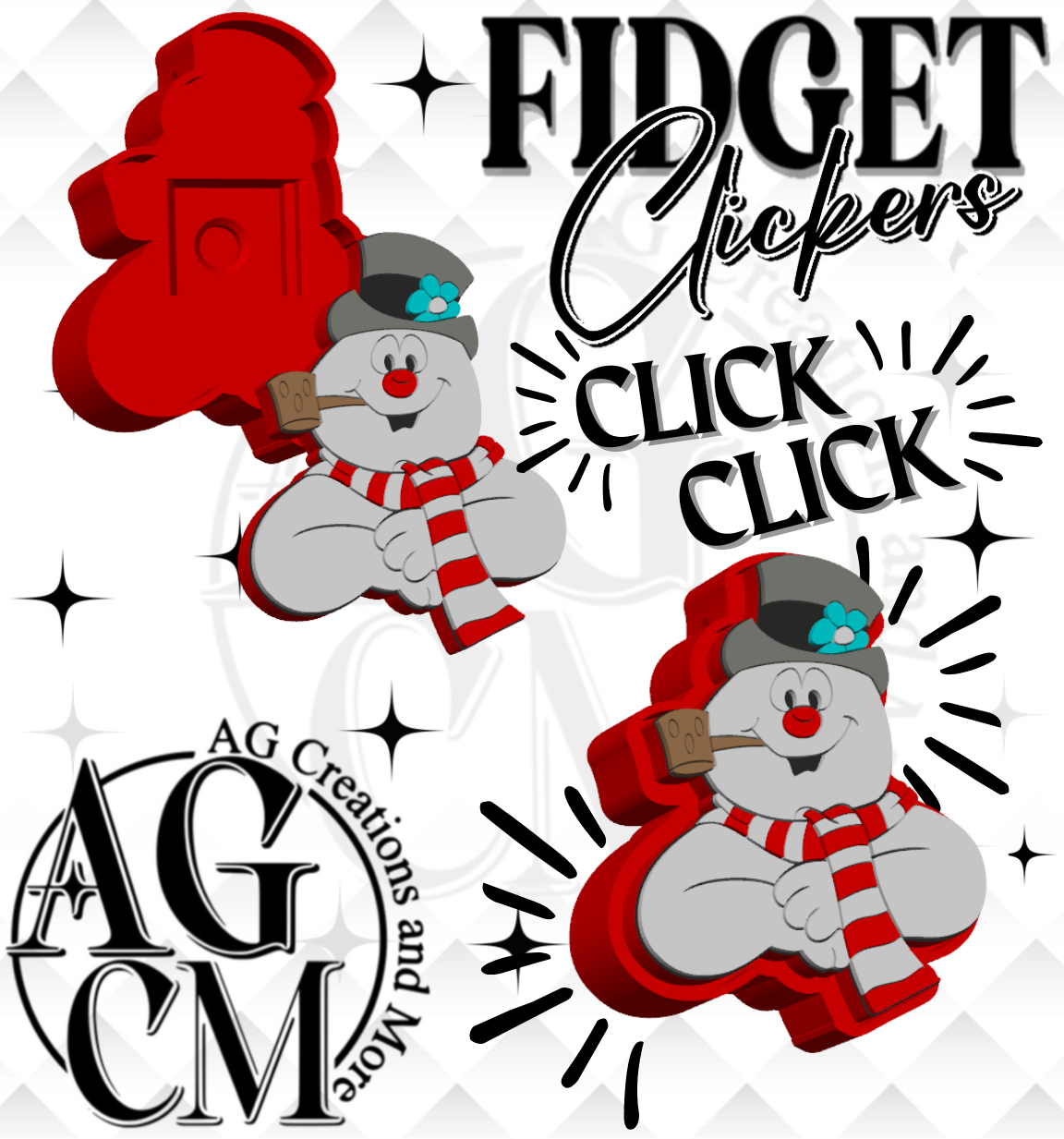 Snowman 3D Fidget Clickers (wholesale)