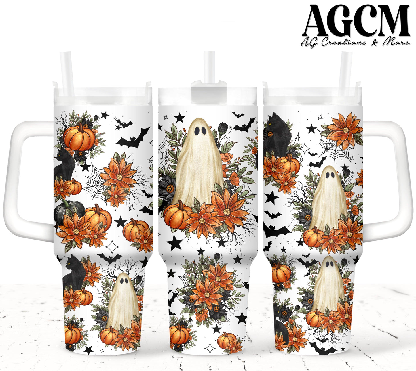Spooky Ghost 40oz Tumbler Digital Png