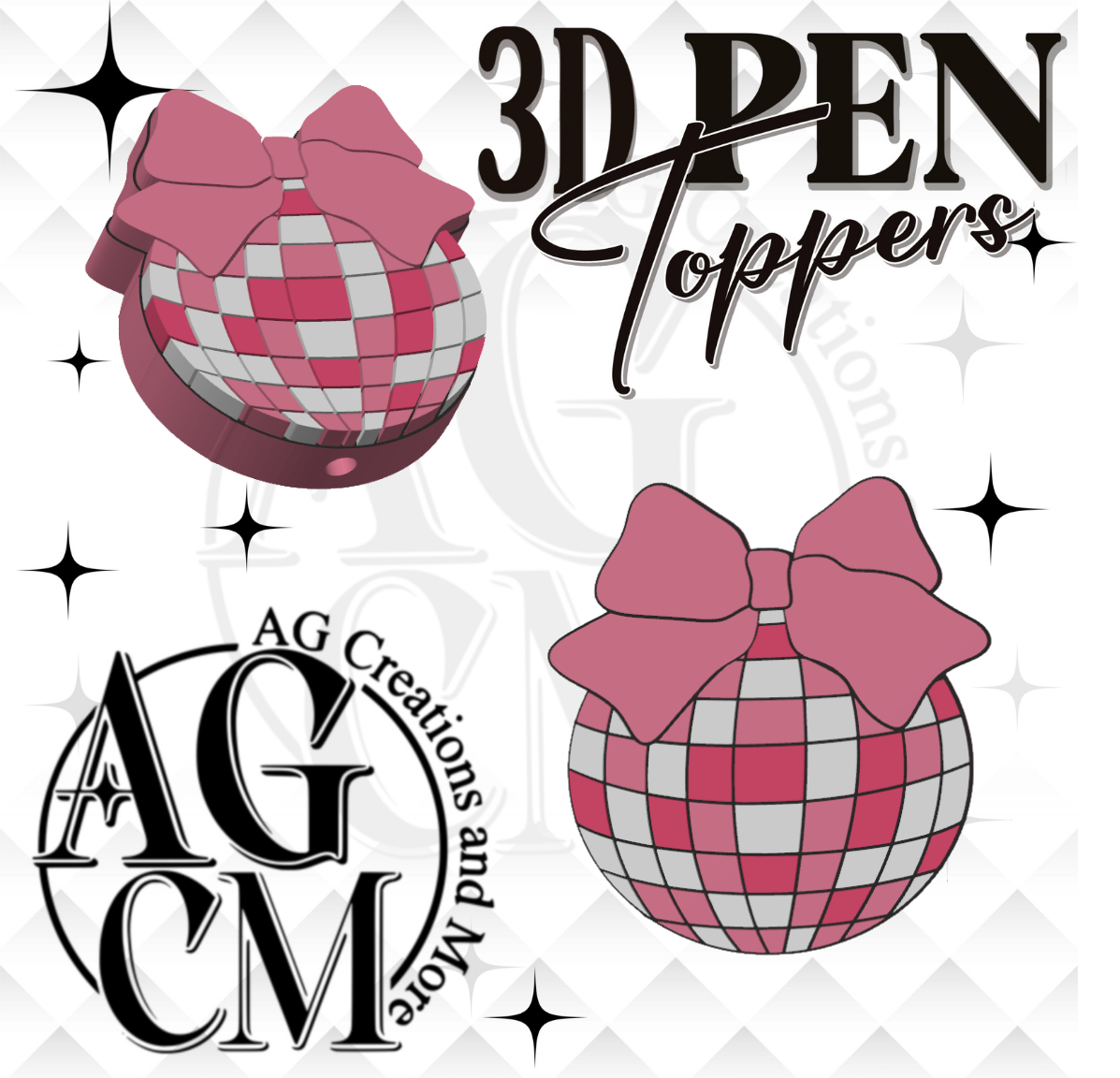 Disco Ball 3D Pen Toppers 3MF File