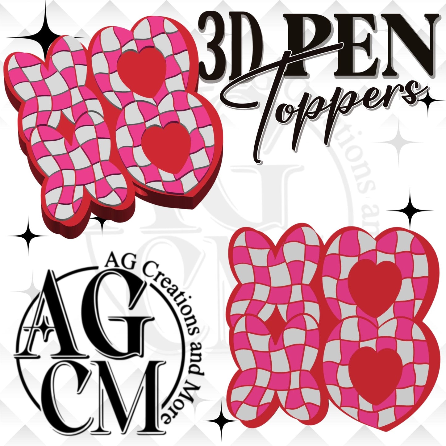 XOXO Checker 3D Pen Toppers 3MF File