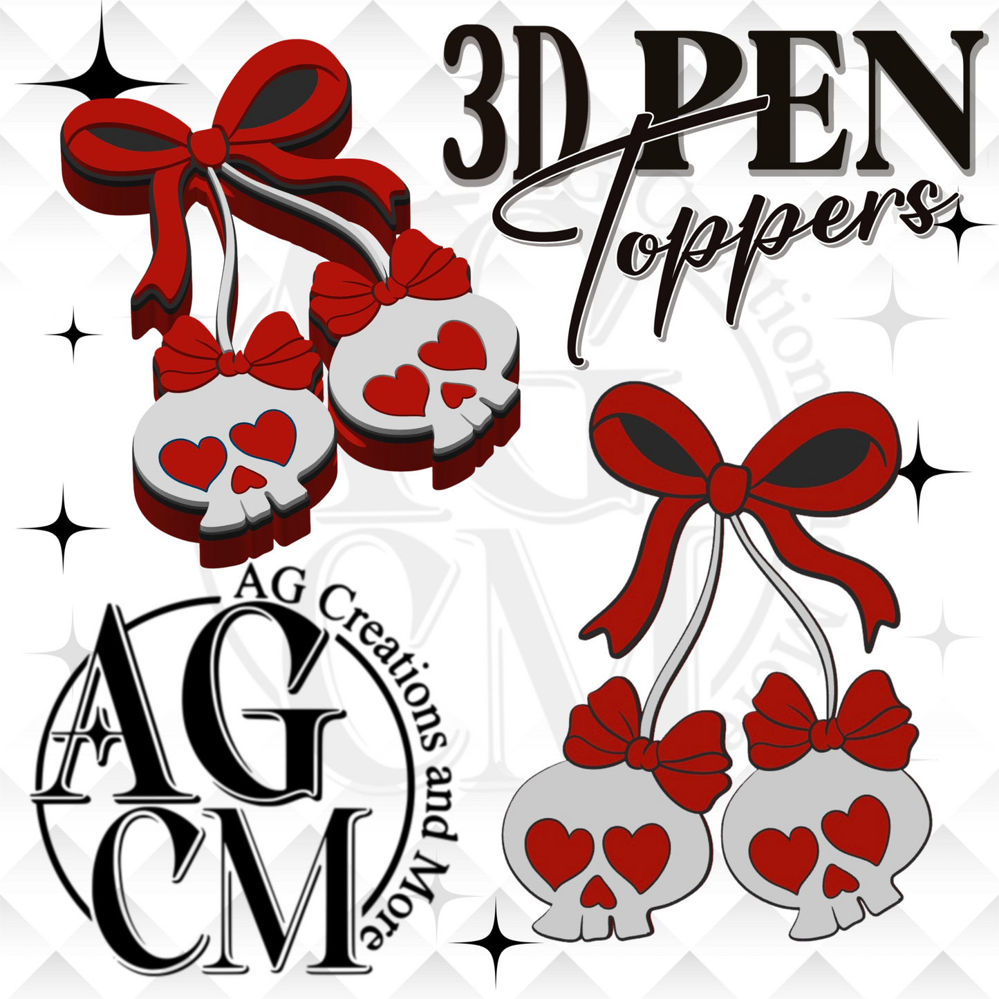 Cherry Skull 3D Pen Toppers 3MF File