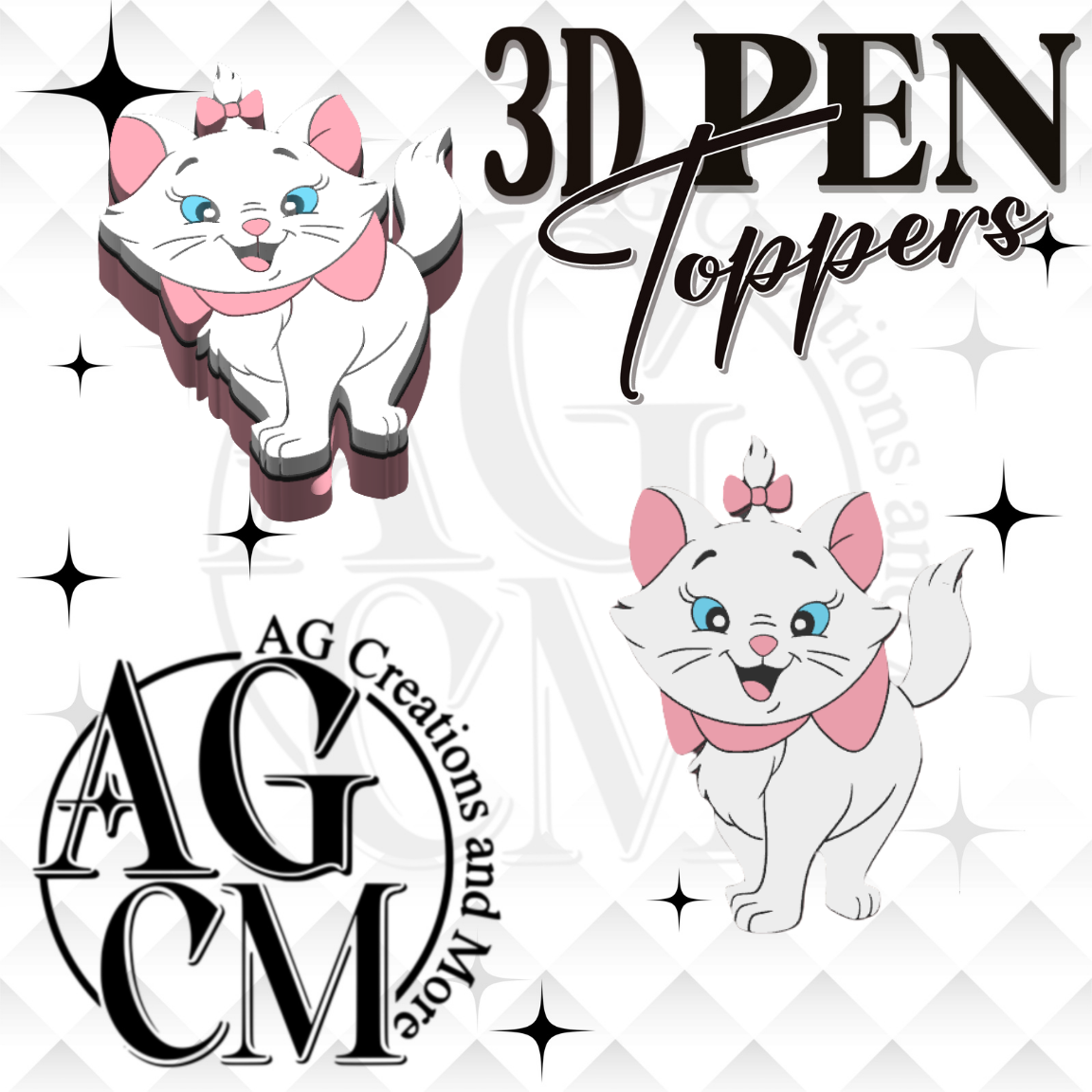 Marie Kitty 3D Pen Toppers 3MF File