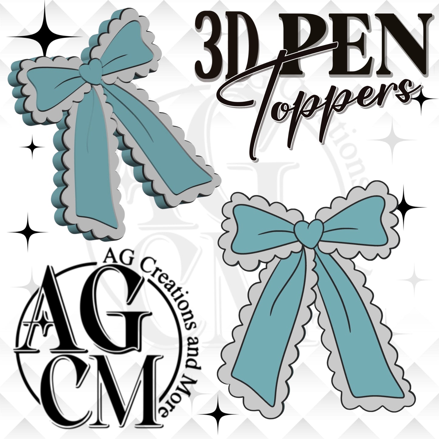 Ruffle Bow 3D Pen Toppers (wholesale)