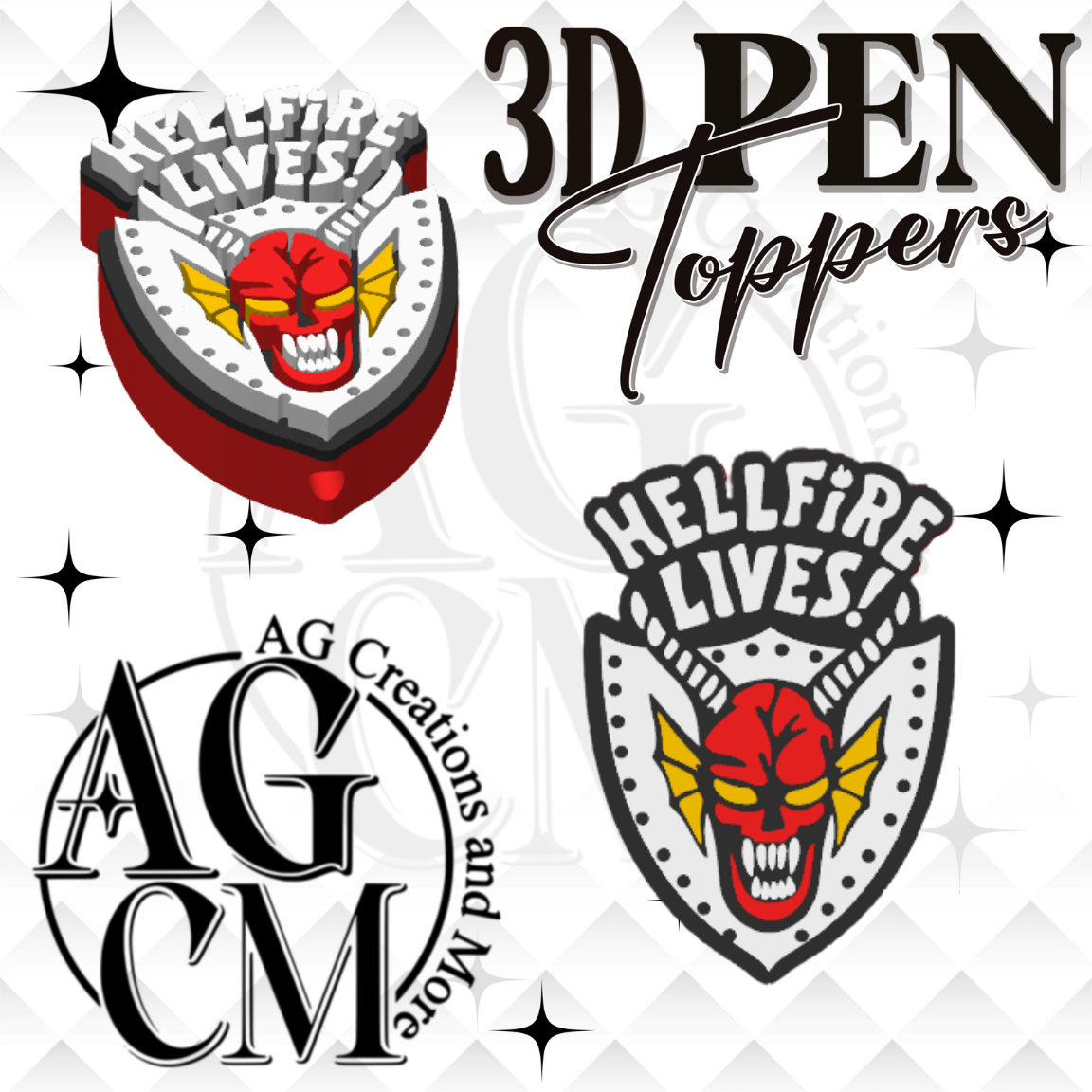 hell fire 3D Pen Toppers (wholesale)