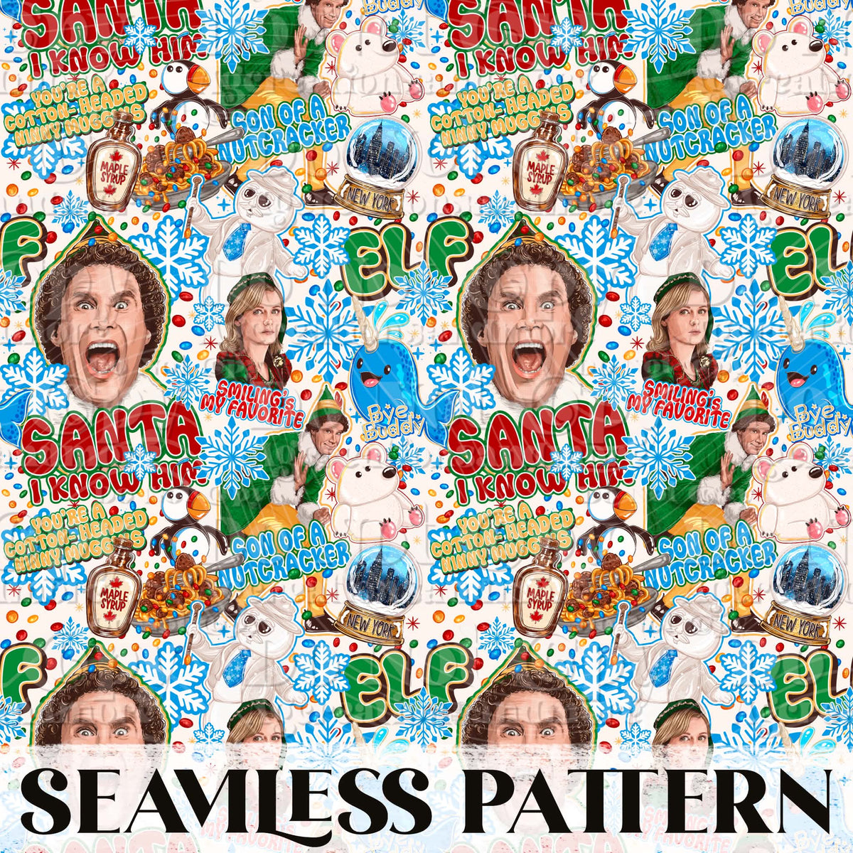 Santa I know Him Seamless Pattern PNG