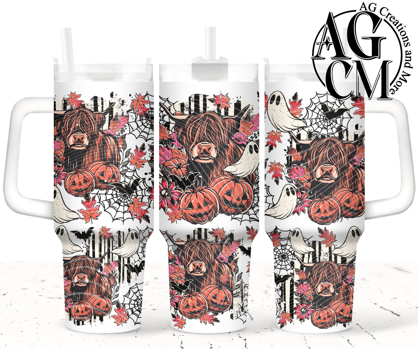 Fall Highland cow 40oz Tumbler Digital Png