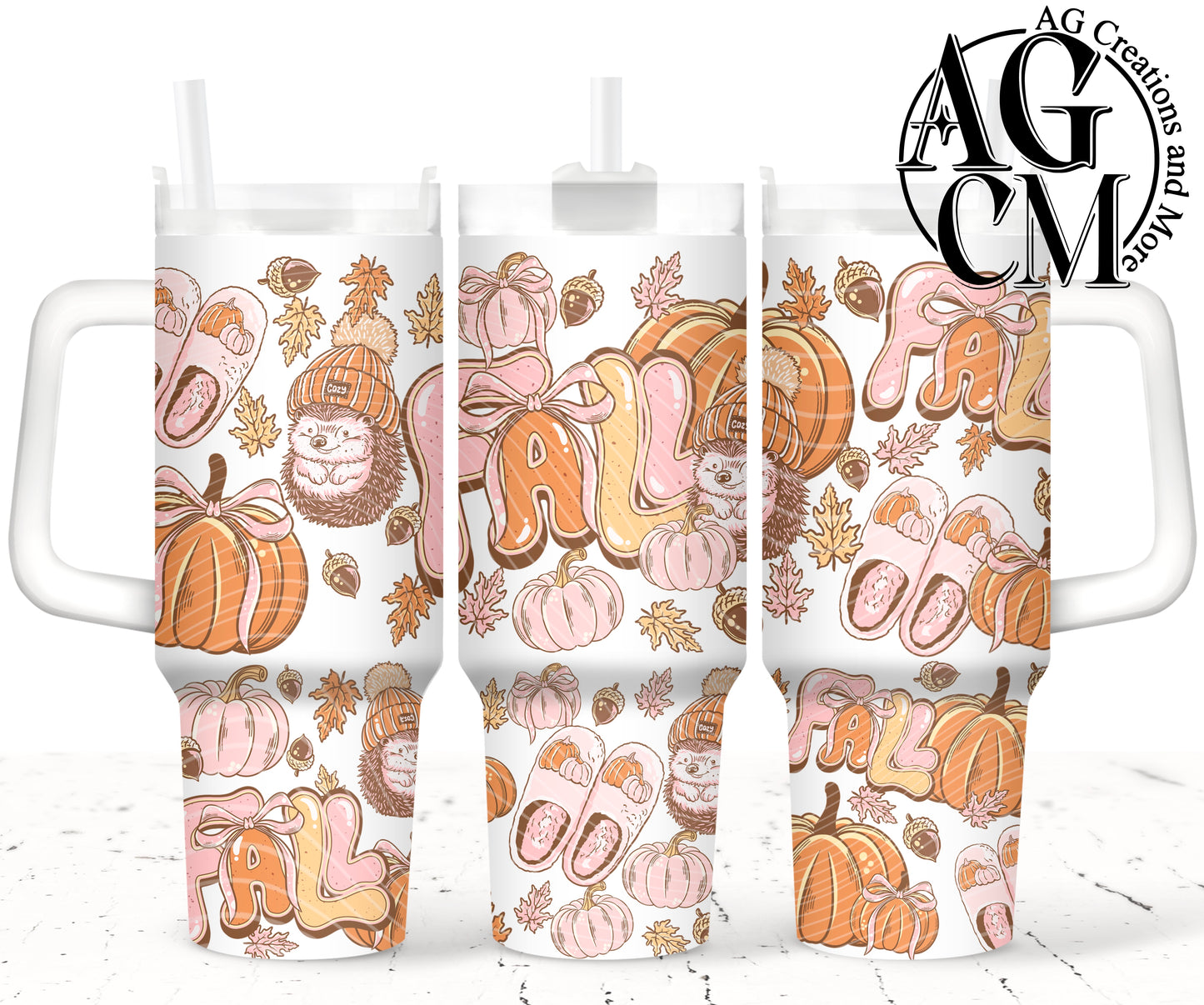 Fall Cozy Hedgehog 40oz Tumbler Digital Png