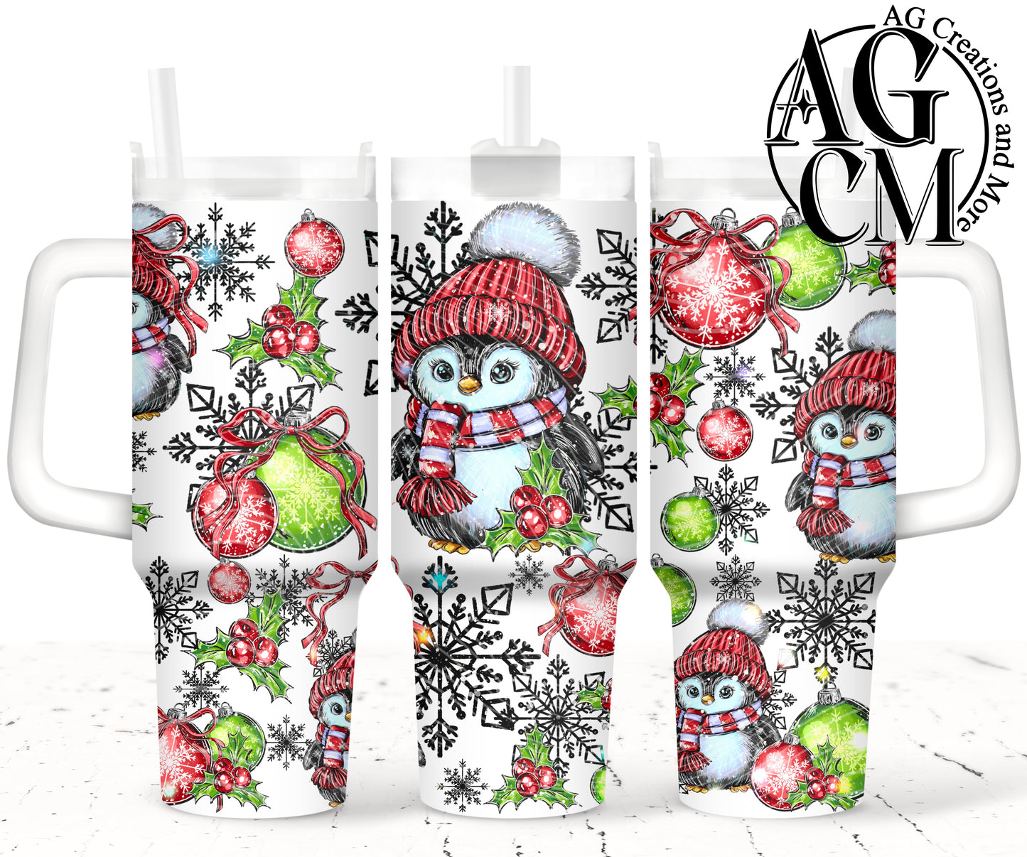 Penguin 40oz Tumbler Digital Png