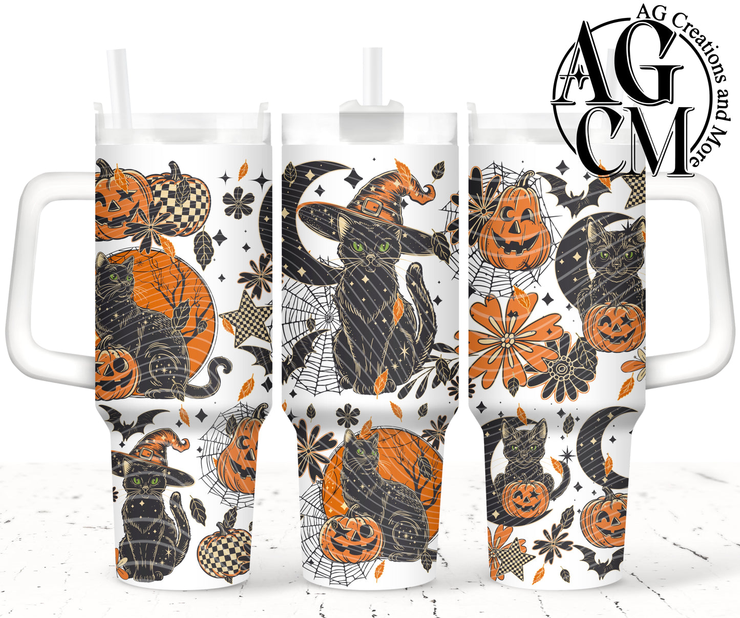 Black Cat 40oz Tumbler Digital Png