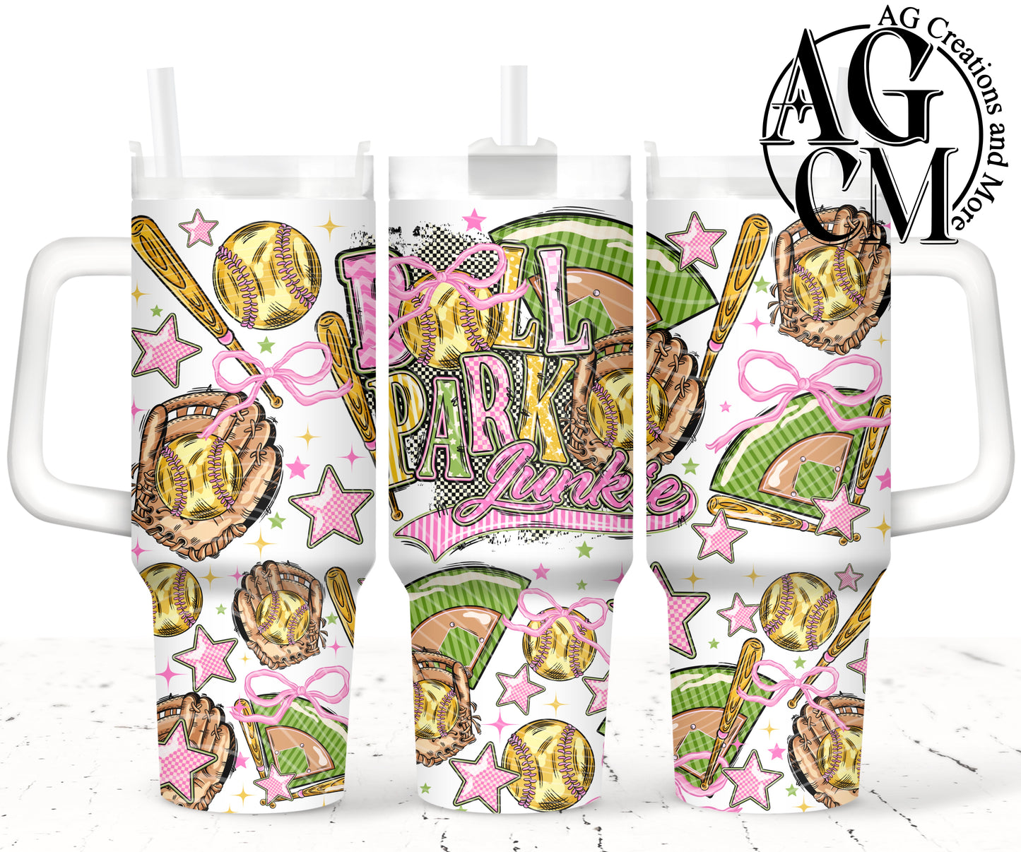 Softball Ball park junkie 40oz Tumbler Digital Png