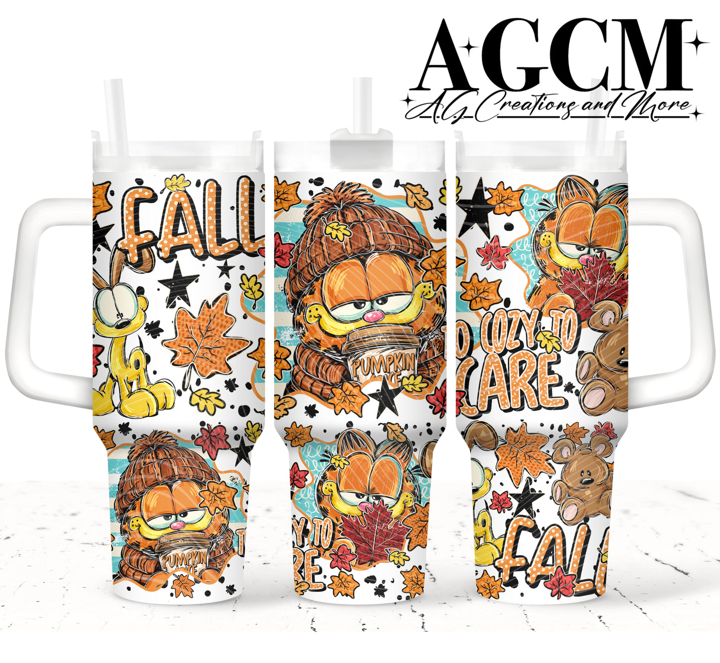 Fall Orange Cat 40oz Tumbler Digital