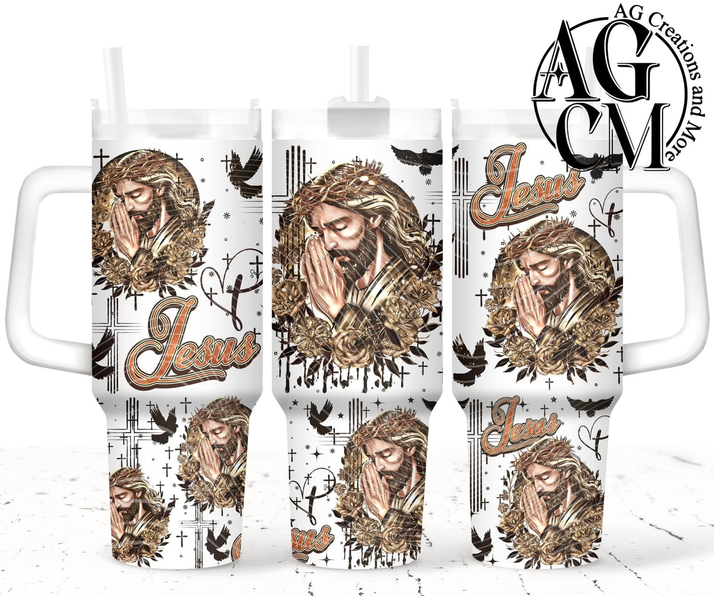 Praying Jesus 40oz Tumbler Digital Png