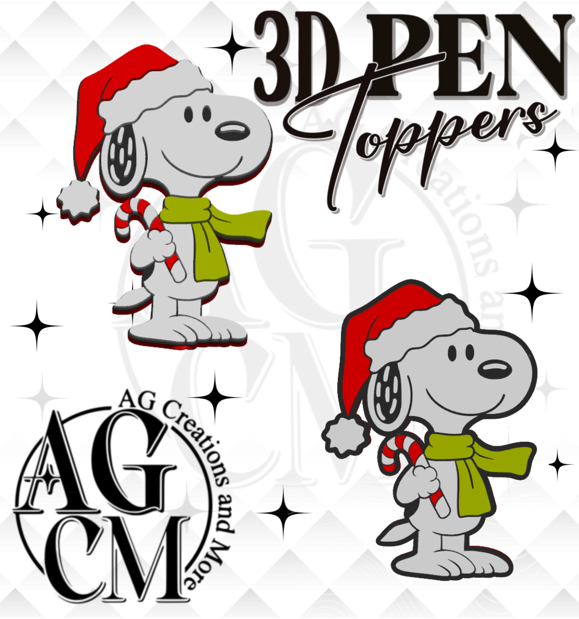 Christmas Dog 3D Pen Toppers (wholesale)