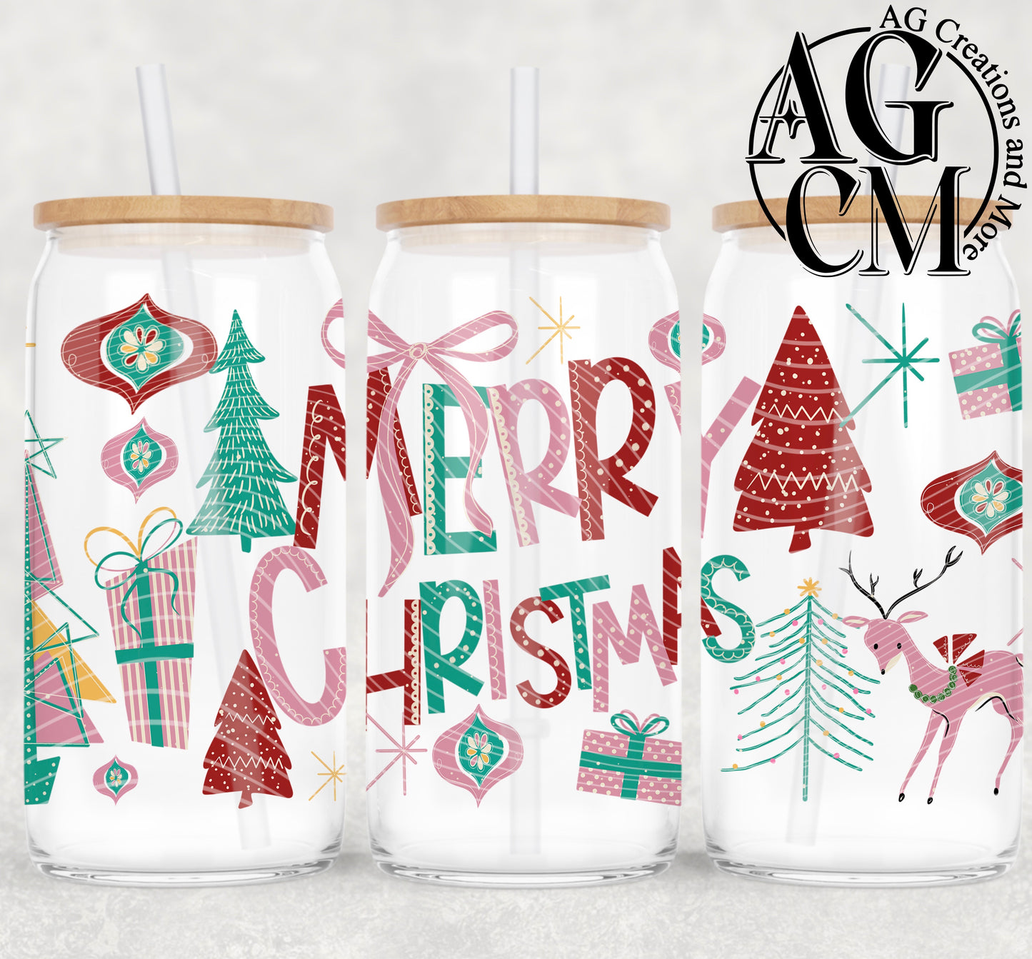 Merry Christmas 16oz libby wrap PNG