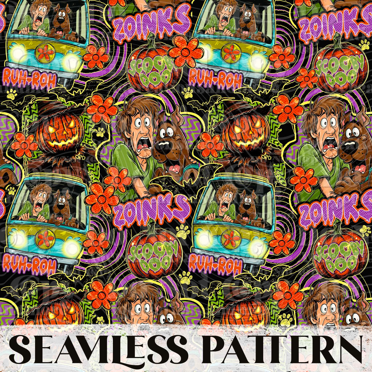 Mystery Dog Seamless Pattern PNG