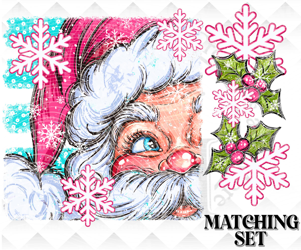 Santa-Close up pink Digital Download PNG