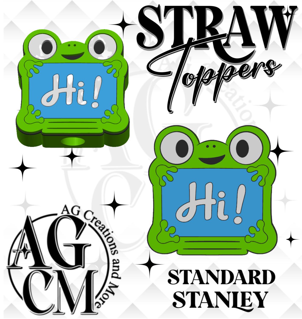 Frog Ipad 3D Straw Topper 3MF File