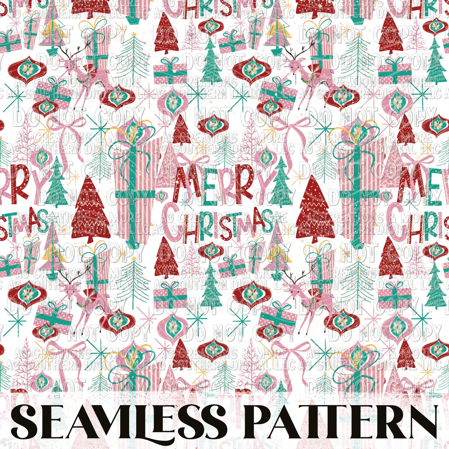 Merry Christmas Seamless Pattern PNG