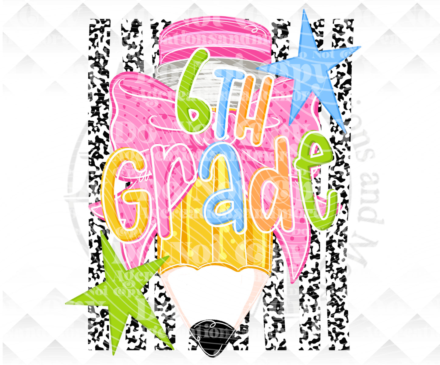 6th Grade Pencil Digital Download png design