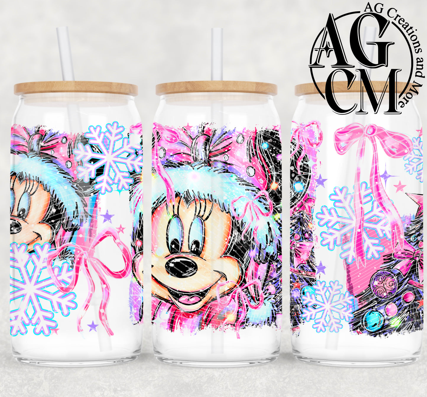 Christmas girl, mouse 16oz libby wrap PNG