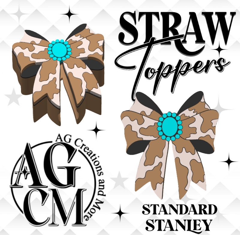 Cowhide Concho Bow 3D Straw Topper 3MF File