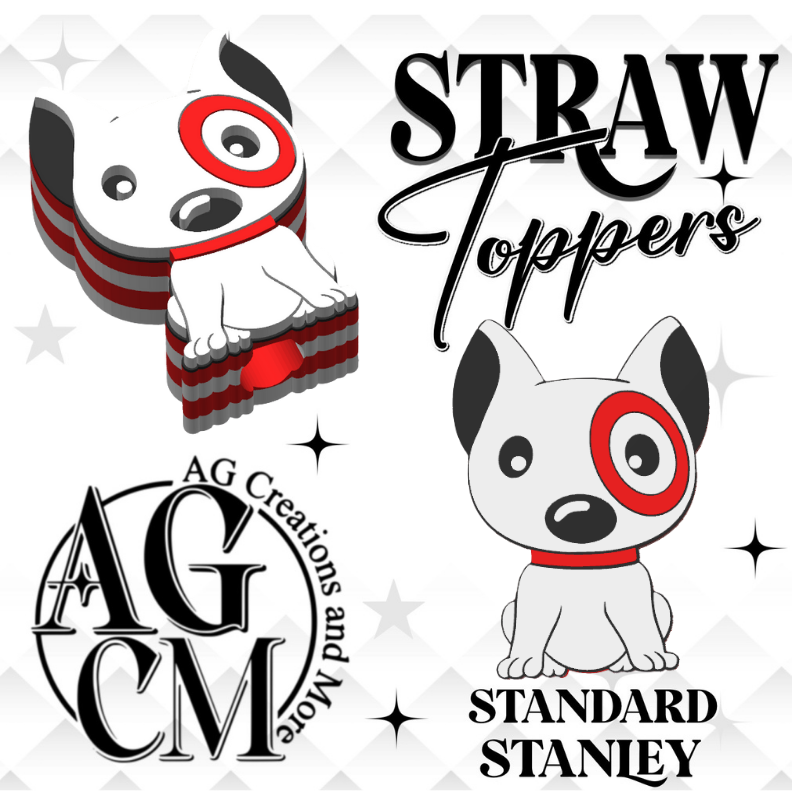 Bull's Eye dog 3D Straw Topper