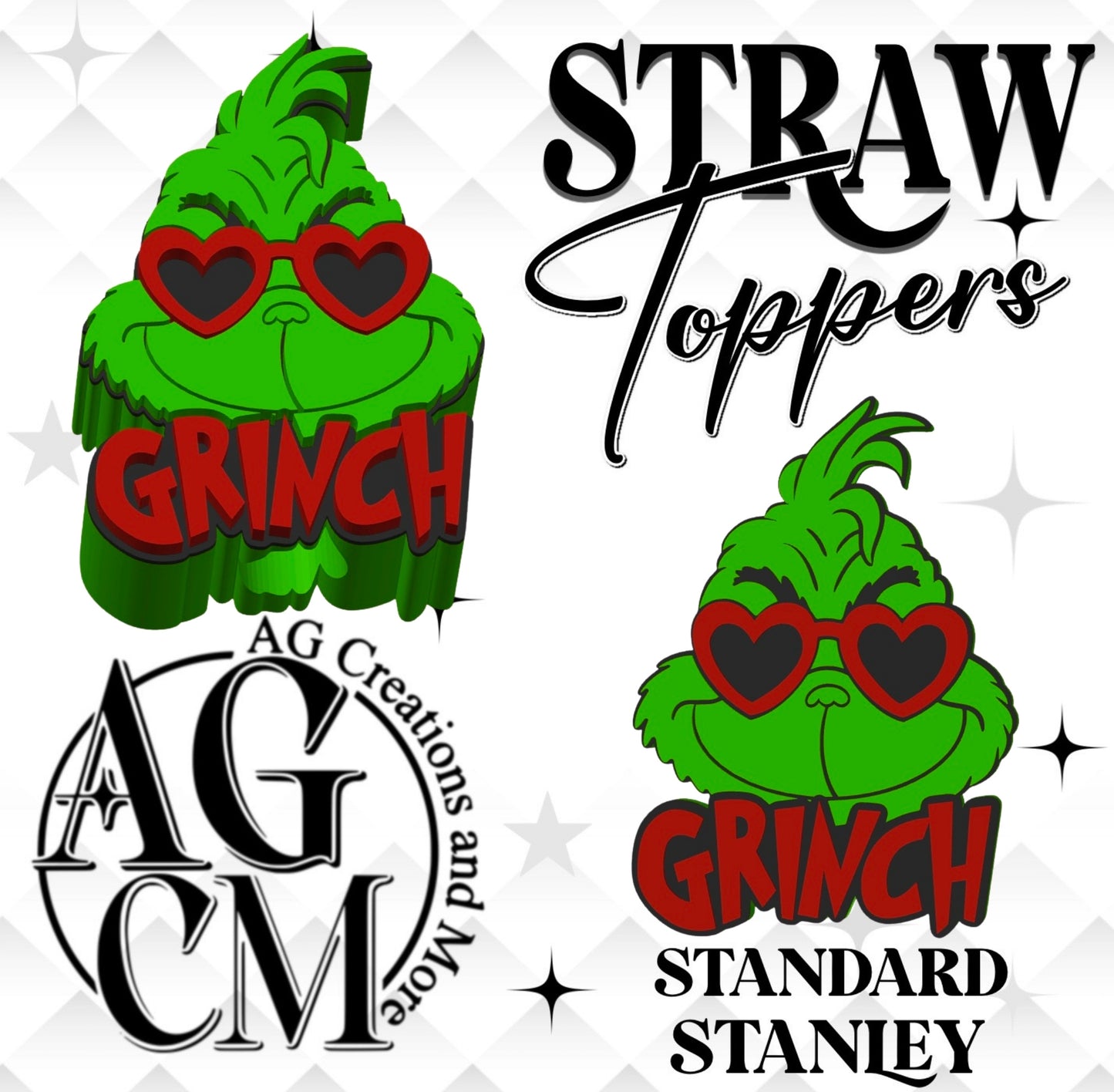 Red G Man Glasses 3D Straw Topper