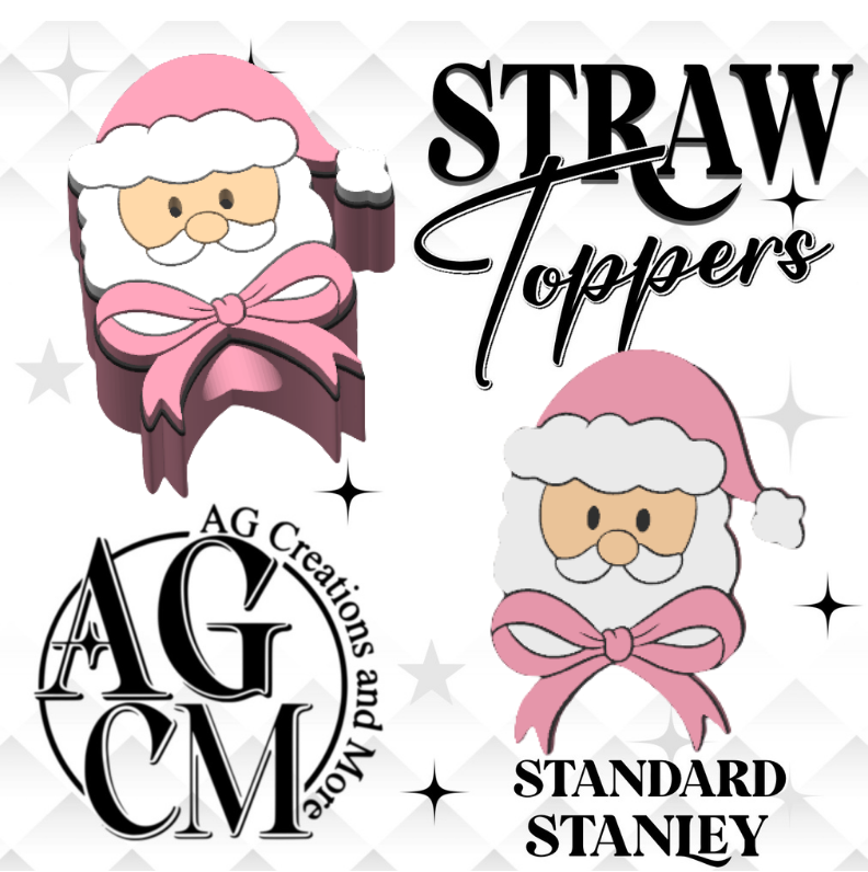 Cute Santa 3D Straw Topper