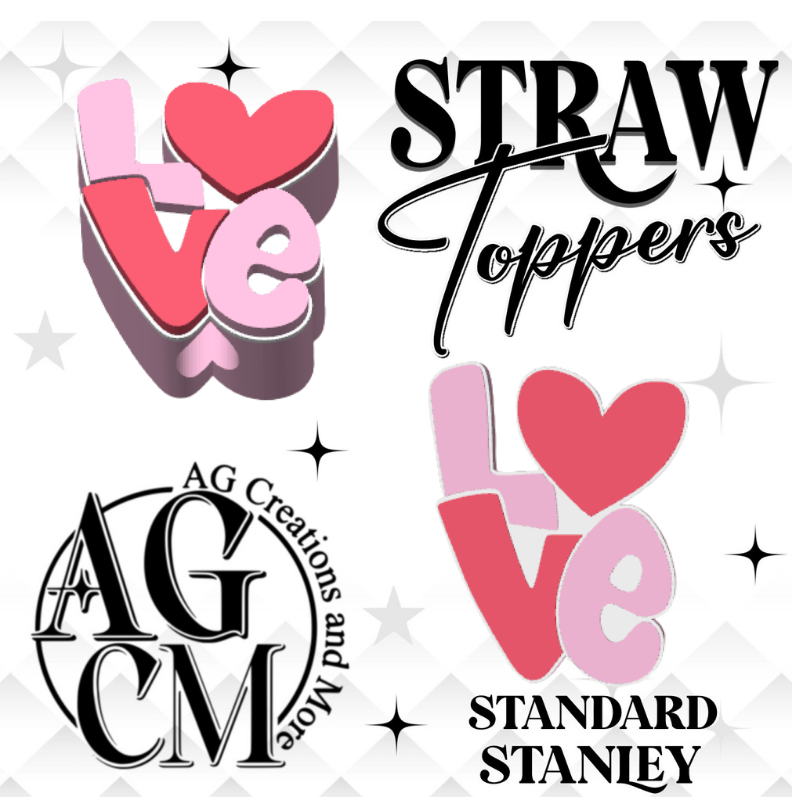 Love 3D Straw Topper