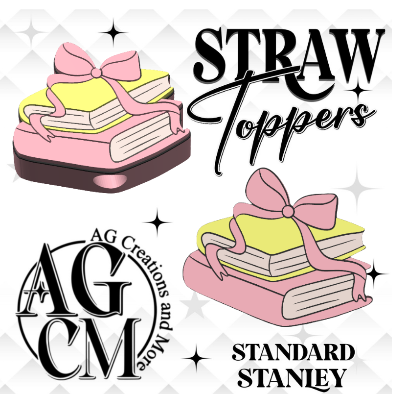 Book Bow 3D Straw Topper