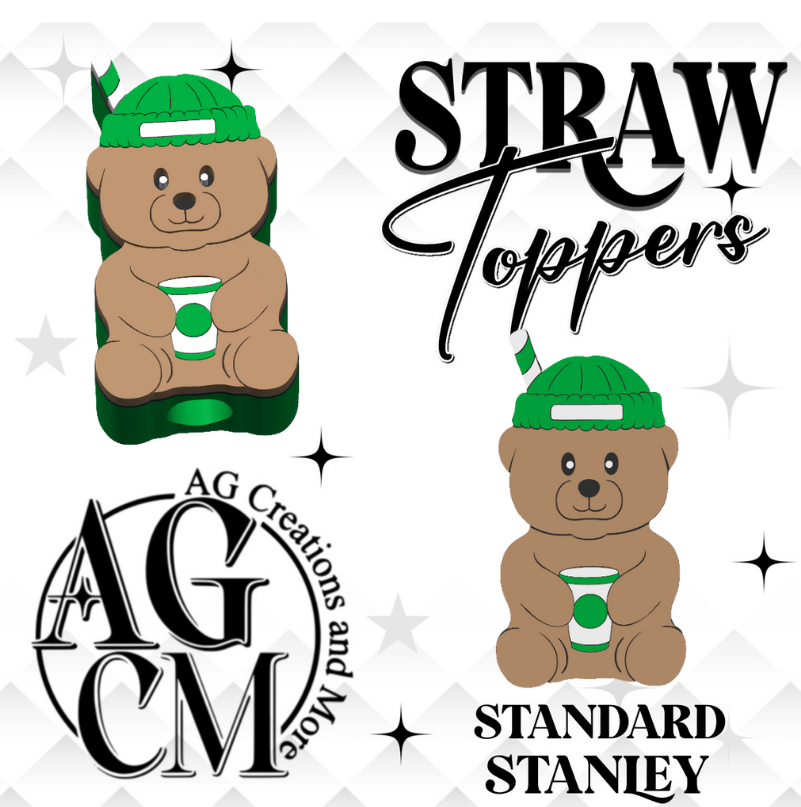 Starbies bear straw 3D Straw Topper