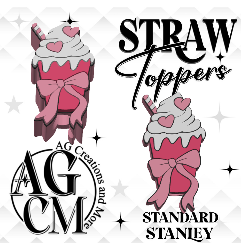 Shake with hearts 3D Straw Topper