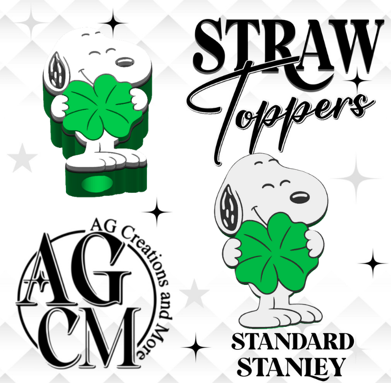 Snoopy Clover 3D Straw Topper 3MF File