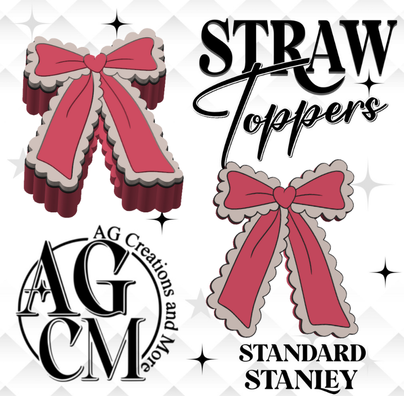 Ruffle Bow 3D Straw Topper